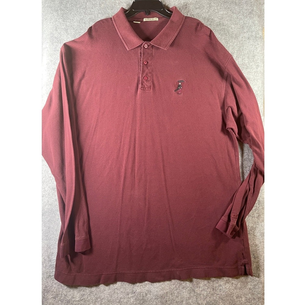 Cutter & Buck Mens XXL Long Sleeve Polo Shirt Burgundy Textured Golf Fall Member